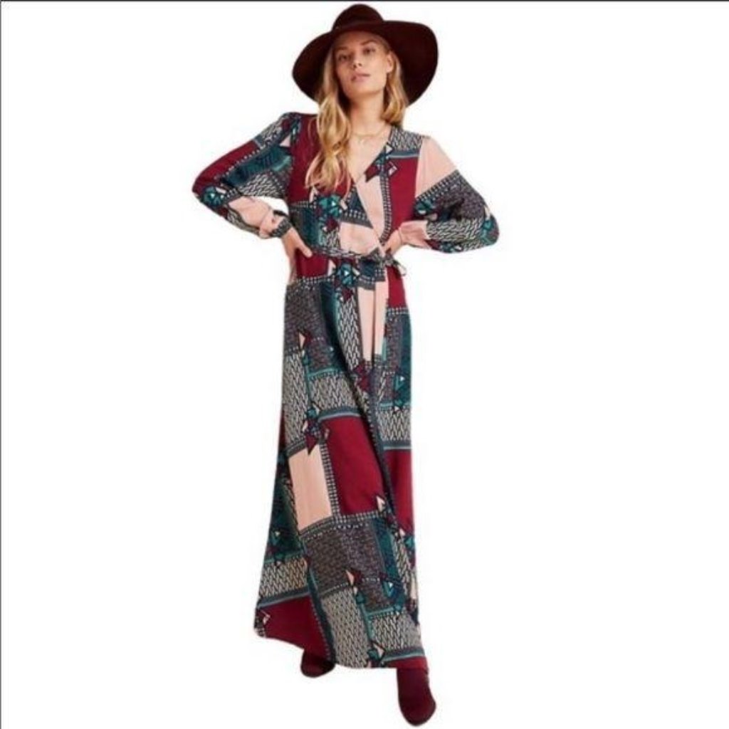 Nwt Anthropologie Porridge Virginia Wrap Maxi Dress